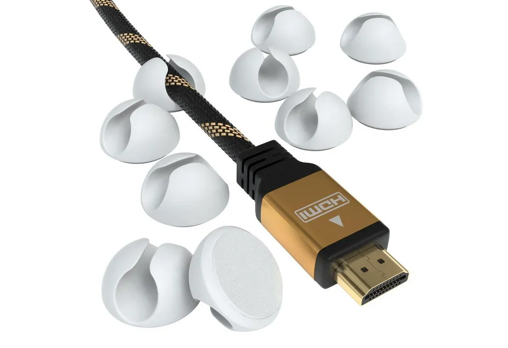 EAZY CASE Kabelführung 12x Kabelmanagement Set, Clips Kabelmanager Kabel Fixierung Kabel Organizer Schreibtisch Weiß