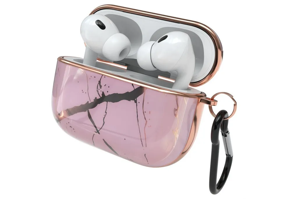 EAZY CASE Kopfhörer-Schutzhülle IMD Motiv Case kompatibel mit Apple AirPods Pro 2, Kratzschutz für Airpods Pro Lade Case Hülle Cover Rosa / Roségold