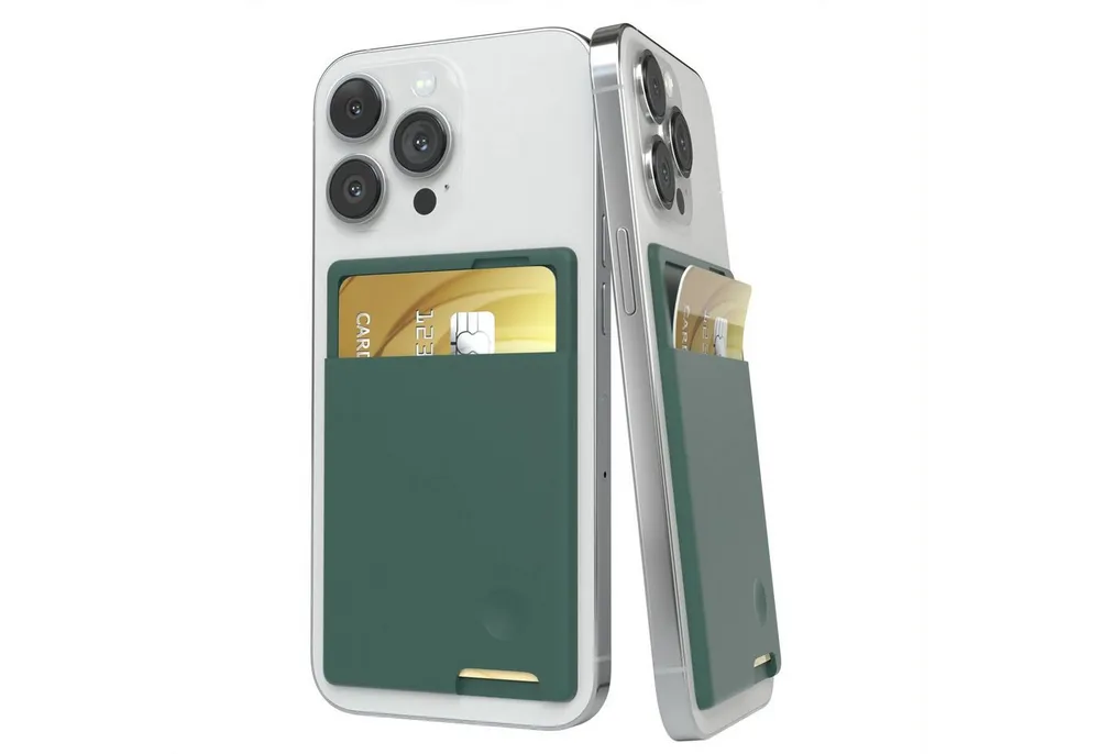 EAZY CASE Smartphone-Hülle Smartphone Cardholder Silicon, Kartenfach selbstklebend Silikon Kartenetui Kartenhalter Nacht Grün