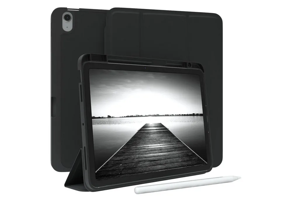 EAZY CASE Tablet-Hülle Penholder Smartcase für Apple iPad Air 11 (2024) 11 Zoll, Hülle Schutzhülle mit Sleep Wake Up Funktion Etui zum Klappen Schwarz