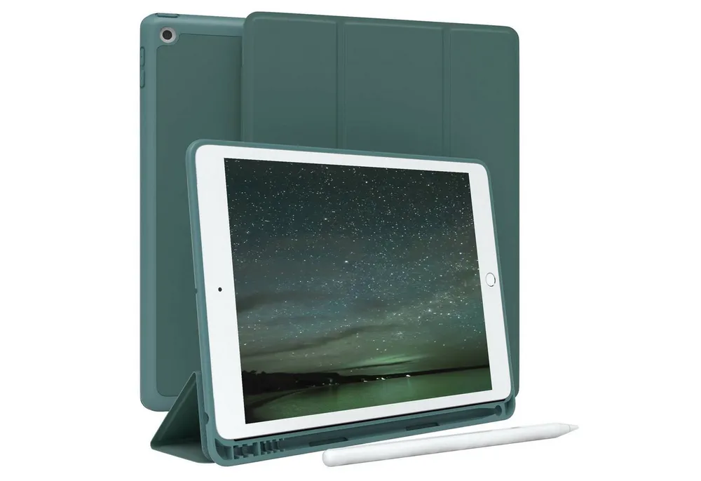 EAZY CASE Tablet-Hülle Penholder Smartcase für iPad 7. / 8. / 9. Gen. 10,2 Zoll, Etui Klapp Cover Schutzhülle Smart Case Sleep Modus Funktion Grün