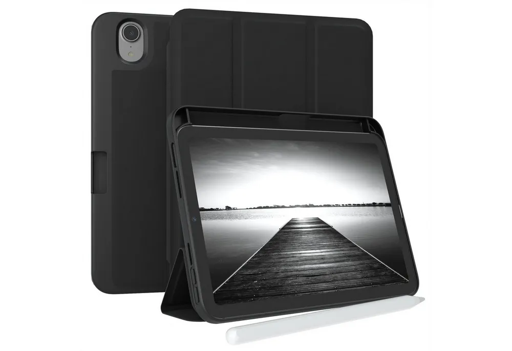 EAZY CASE Tablet-Hülle Penholder Smartcase für Apple iPad Mini 7 (2024) - A17 Pro 8,3 Zoll, Hülle Schutzhülle mit Sleep Wake Up Funktion Etui zum Klappen Schwarz