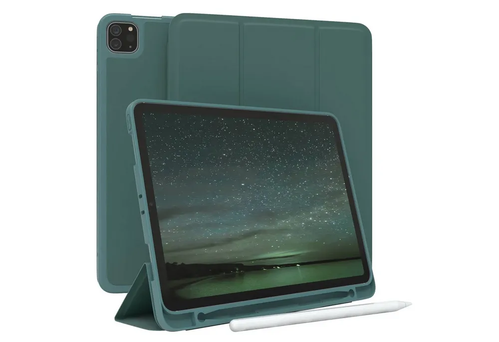 EAZY CASE Tablet-Hülle Penholder Smartcase für iPad Pro 11" 1.-4. Gen. 11 Zoll, Etui Klapp Cover Schutzhülle Smart Case Sleep Modus Funktion Grün