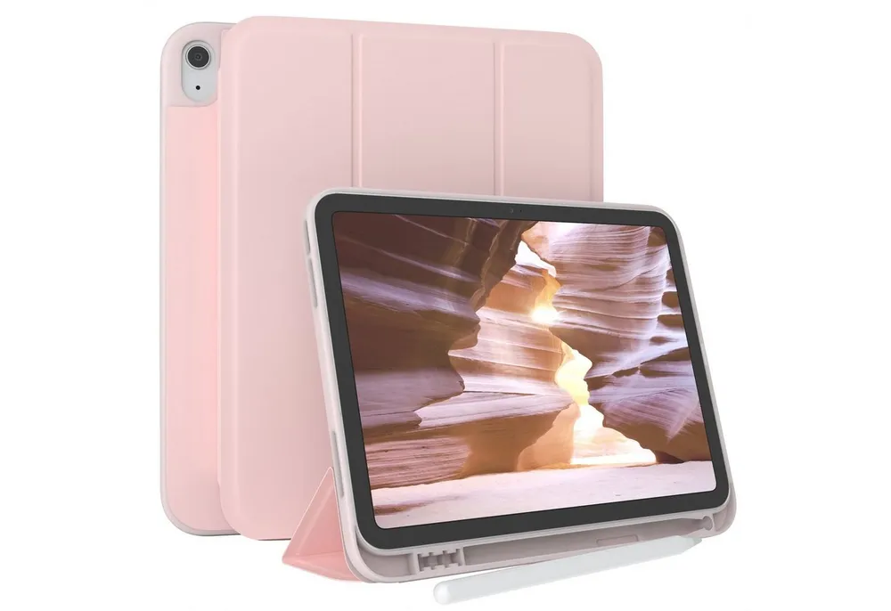 EAZY CASE Tablet-Hülle Penholder Smartcase für Apple iPad 2025 (11. Gen) 11 Zoll, Hülle mit Stifthalter magnetisch kratzfeste Tasche zum Aufkappen Rosa