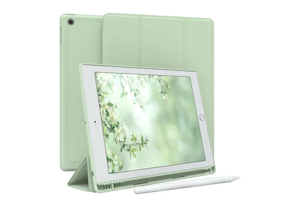 EAZY CASE Tablet-Hülle Penholder Smartcase für iPad 2017/2018 5./6. Gen. 9,7 Zoll, Klapptasche Anti-Kratz Smartcase Standfunktion Tabletcase Mint Grün