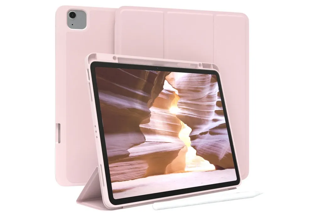 EAZY CASE Tablet-Hülle Penholder Smartcase für Apple iPad Air 13 (2024) 13 Zoll, Hülle mit Stifthalter magnetisch kratzfeste Tasche zum Aufkappen Rosa