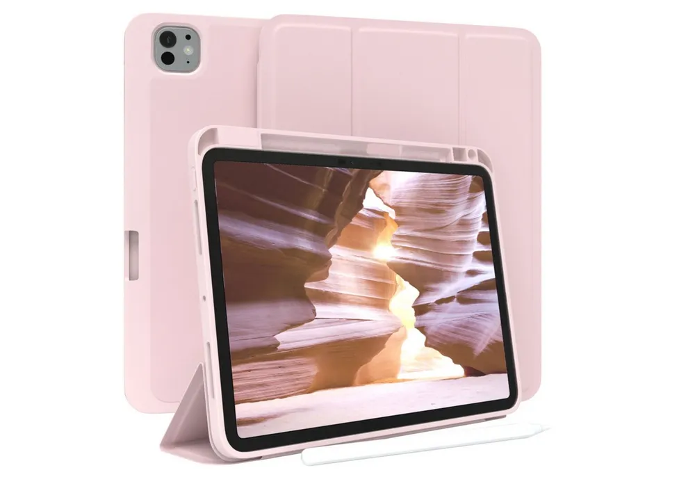 EAZY CASE Tablet-Hülle Penholder Smartcase für Apple iPad Pro 11 (2025) 11 Zoll, Hülle mit Stifthalter magnetisch kratzfeste Tasche zum Aufkappen Rosa