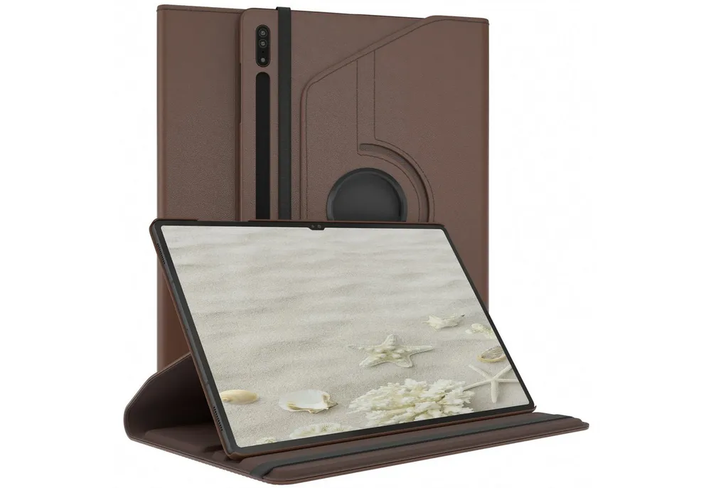 EAZY CASE Tablet-Hülle Rotation Case für Samsung Galaxy Tab S8 Ultra 14,6 Zoll, Schutztasche Tablet Case 360 Rotation Bookcover zum Aufstellen Braun