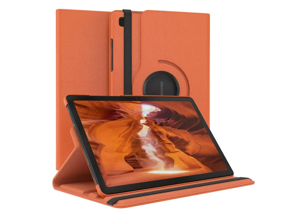 EAZY CASE Tablet-Hülle Rotation Case für Samsung Galaxy Tab A7 10,4 Zoll, Tabletschutz robust magnetisch verstellbar Klappetui mit Deckel Orange
