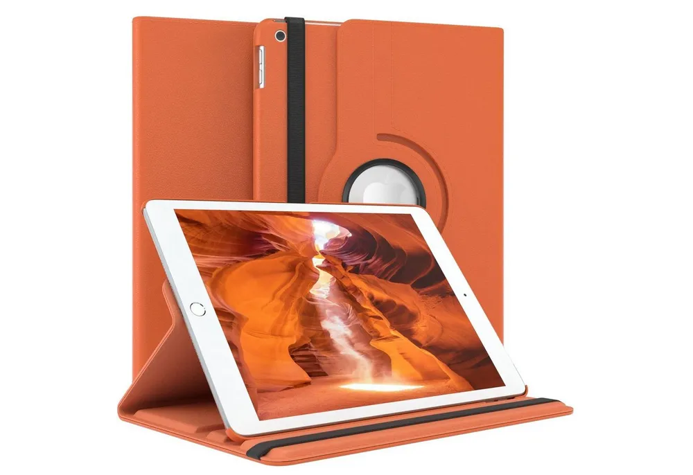 EAZY CASE Tablet-Hülle Rotation Case für Apple iPad 7./8./9. Gen. 10,2 Zoll, Tabletschutz robust magnetisch verstellbar Klappetui mit Deckel Orange