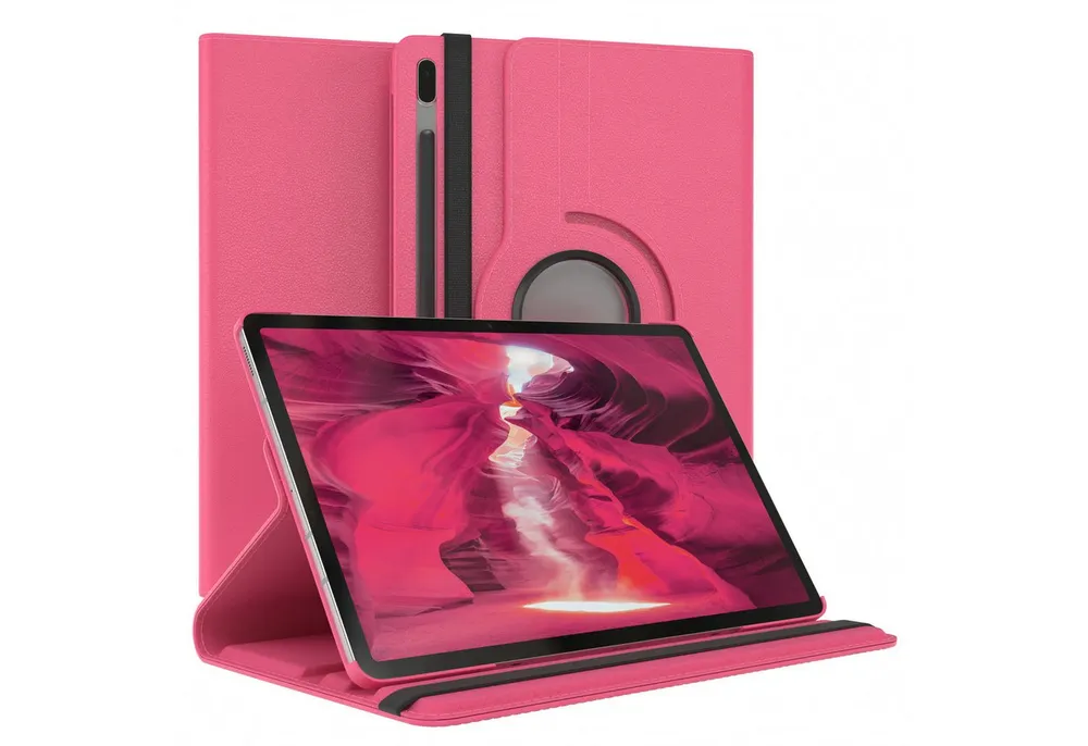 EAZY CASE Tablet-Hülle Rotation Case für Samsung Galaxy Tab S7 FE / 5G 12,4 Zoll, Klapphülle zum Aufstellen Rundum Hülle Book Tablet Slim Klappcase Pink