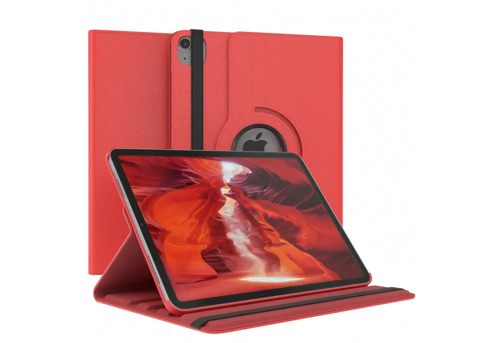 EAZY CASE Tablet-Hülle Rotation Case für iPad Air 4/Air 5 (2020/2022) 10,9 Zoll, Tabletcase Flipcover Smart kratzfest Hülle aufstellbar drehend Rot