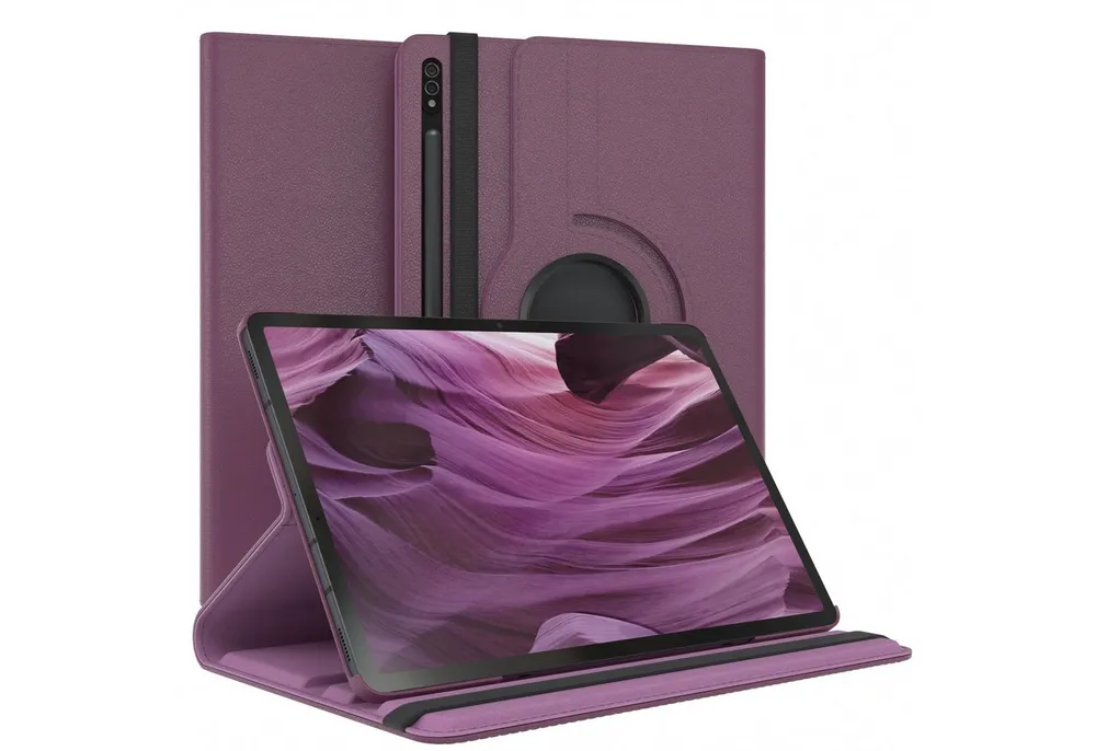 EAZY CASE Tablet-Hülle Rotation Case für Samsung Galaxy Tab S8 Plus / S7+ 12,4 Zoll, Tablet-Hülle Bookstyle Case Fullcover Schutz Tasche Stehfunktion Lila