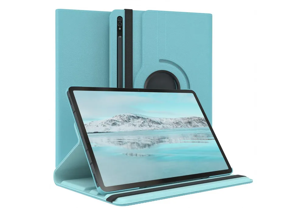 EAZY CASE Tablet-Hülle Rotation Case für Samsung Galaxy Tab S8 Plus / S7+ 12,4 Zoll, Schutzasche für Tablets Flipcase Hülle Kratzschutz Displayschutz Blau