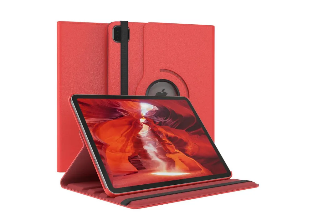 EAZY CASE Tablet-Hülle Rotation Case für iPad Pro 11" 1./2./3./4. Gen. 11 Zoll, Tabletcase Flipcover Smart kratzfest Hülle aufstellbar drehend Rot