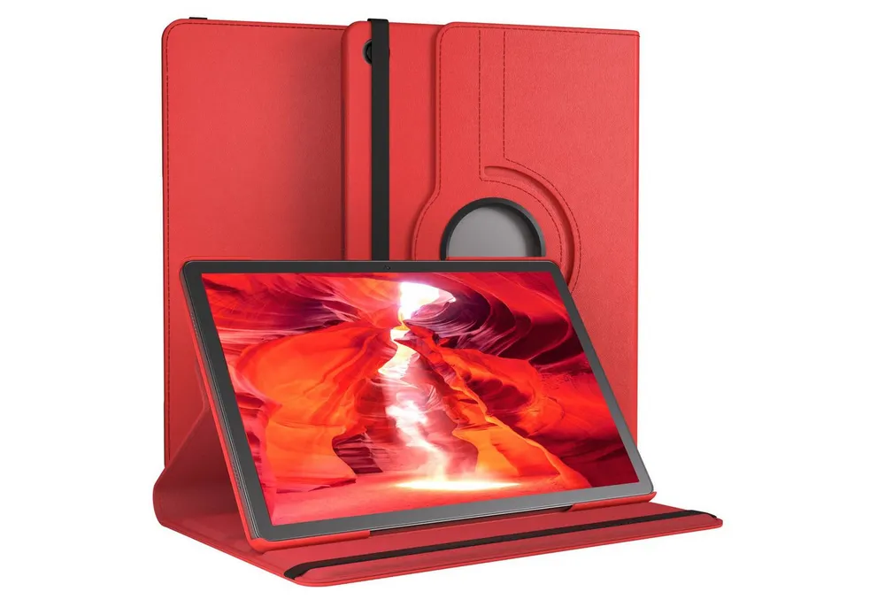 EAZY CASE Tablet-Hülle Rotationcase für Samsung Galaxy Tab A11 Plus 11 Zoll, Tabletcase Flipcover Smart kratzfest Hülle aufstellbar drehend Rot