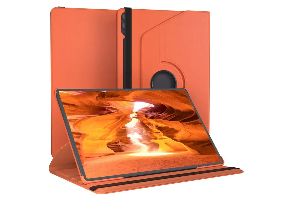 EAZY CASE Tablet-Hülle Rotationcase für Samsung Galaxy Tab S11 Ultra 14,6 Zoll, Tabletschutz robust magnetisch verstellbar Klappetui mit Deckel Orange