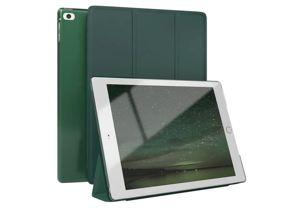 EAZY CASE Tablet-Hülle Smart Case für iPad 5./6. Generation & Air 1/Air 2 9,7 Zoll, Tablet Schutzhülle aufstellbar Flip Cover Bookstyle Hülle Dunkelgrün