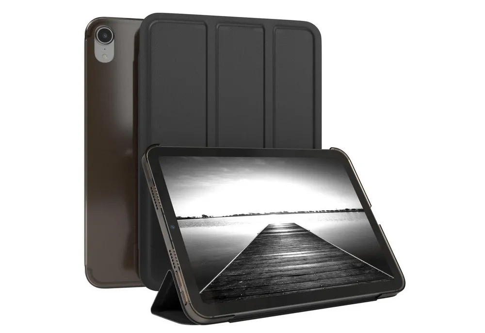 EAZY CASE Tablet-Hülle Smart Case für Apple iPad Mini 6. Gen. (2021) 8,3 Zoll, Anti-Kratz Tasche Schutzhülle mit Sleep Wake Up Funktion Hülle Schwarz
