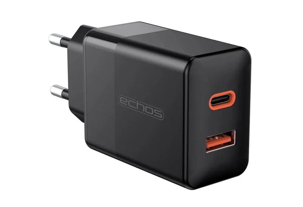 echos Eco-4045 Schnelllade-Gerät (Set, 33 Watt Schnellladegerät,Dualport,USB-C + USB-A,QC3.0,PD,PPS)