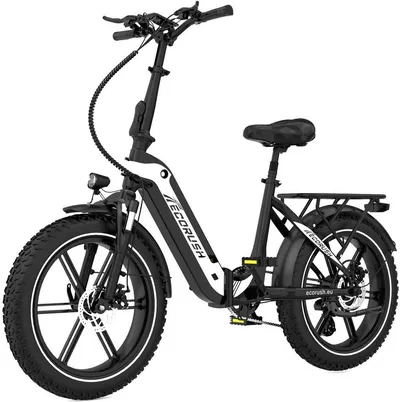 ECORUSH E-Bike Faltrad R2 20*4,0 Zoll Elektrofahrrad bis zu 60-100km, 7 Gang shimano shimano Schaltwerk, Kettenschaltung, Heckmotor, 499,2 Wh, Faltrad, MTB E Mountainbike, Pedelec für Damen u. Herren