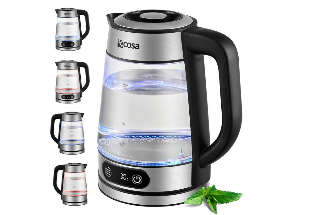ecosa Wasserkocher EO-696, 1.8 l, 2200 W, Temperatureinstellung, LED-Display, Edelstahl, BPA-frei