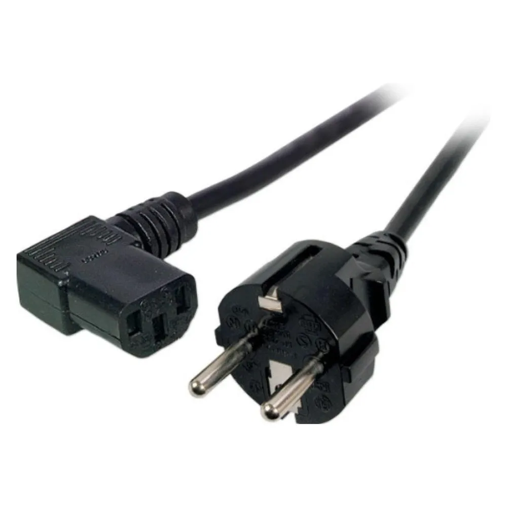 EFB Elektronik EFB Netzkabel Schutzkontakt 180°-C13 90°,sw,5,0m,3x1,00mm