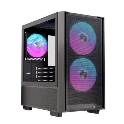 PC-Gehäuse Einarex PULSE PM150 RGB Schwarz Glas USB-C Mesh Micro-ATX