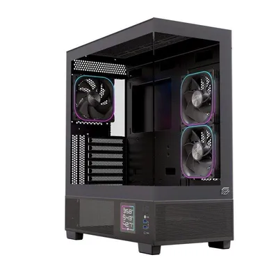 PC-Gehäuse Einarex S501d Digital RGB Panorama Glas 3x120mm ATX Schwarz