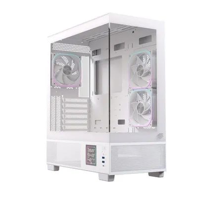 PC-Gehäuse Einarex PRISMA S501D RGB Panoramaglas 3x120mm ATX Weiß