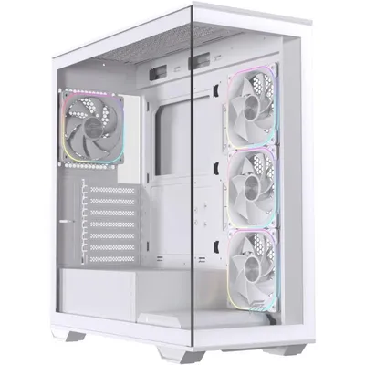 Einarex Prisma S700 RGB Weißer Turm aus gehärtetem Glas, 9 Lüfterunterstützung, ATX, Midi-Tower