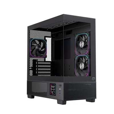 PC-Gehäuse Einarex PRISMA SM501D RGB Black Micro Tower, Glas, USB-C