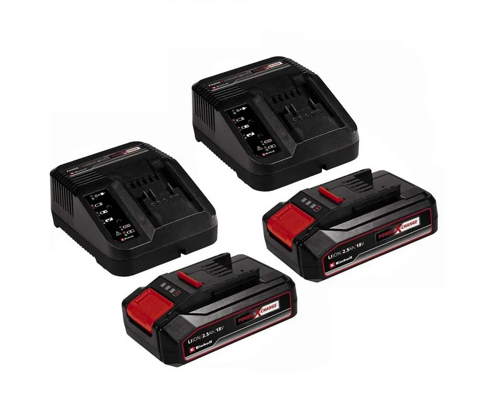Einhell 2 x 2.5 Ah Akku und 2 x Ladegerät Power X-Change Li-Ion, 18 V Akku Starter-Set