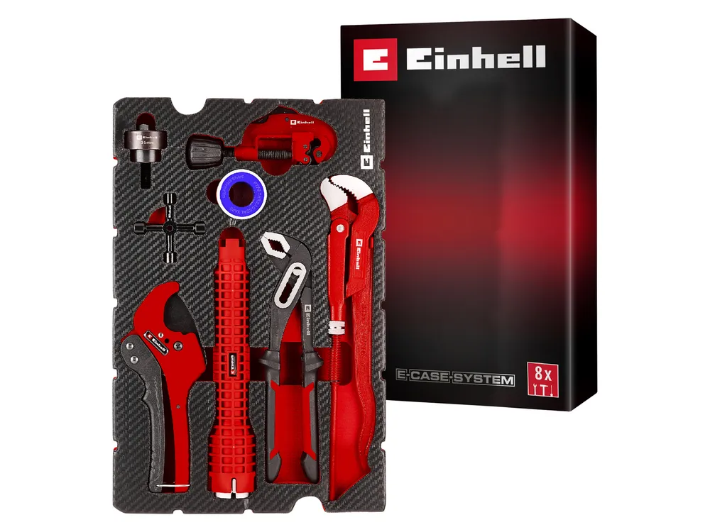 EINHELL E-Case-Einleger Sanitärinstallation Klempner-Set, 370527, 8-teilig