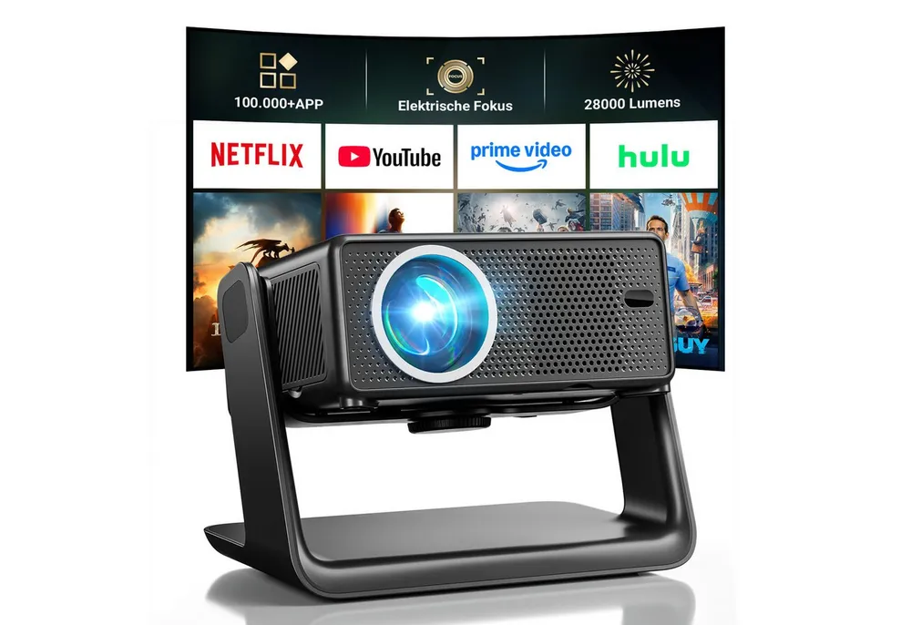 Einyoumily Beamer 4K Mit Netflix Zertifizierung Elektrischer Fokus Heimkino Beamer (28000 lm, 10000:1, 3840x2160 px, Full HD)