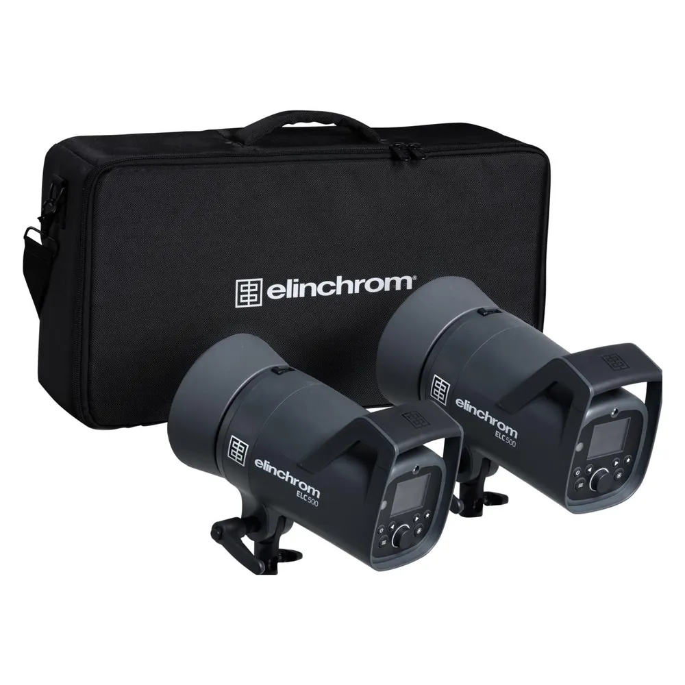 Studio Blitz Kit Elinchrom ELC 500 2x500W TTL HSS mit Reflektoren und Tasche