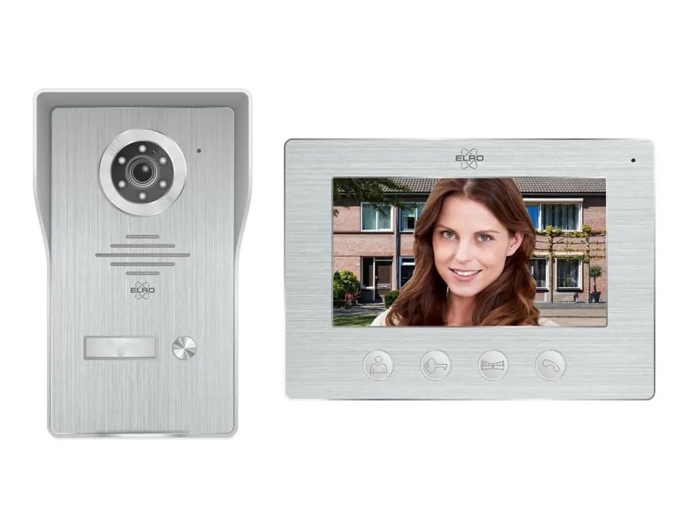 Elro Video-Türsprechanlage (Außenbereich, 4-tlg., mit Full HD Nachtsichtkamera, Gegensprechanlage und Türöffner Funktion)