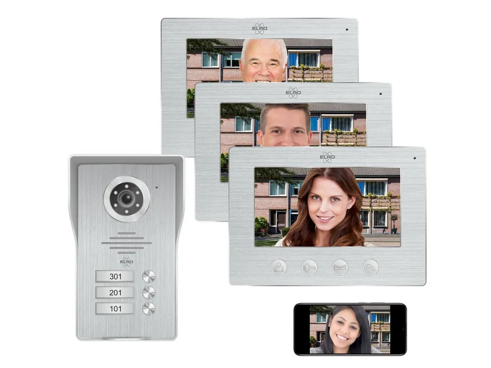 Elro Video-Türsprechanlage (Außenbereich, 6-tlg., mit Full HD Nachtsicht-Türkamera auf Handy, WLAN, Gegensprechanlage)