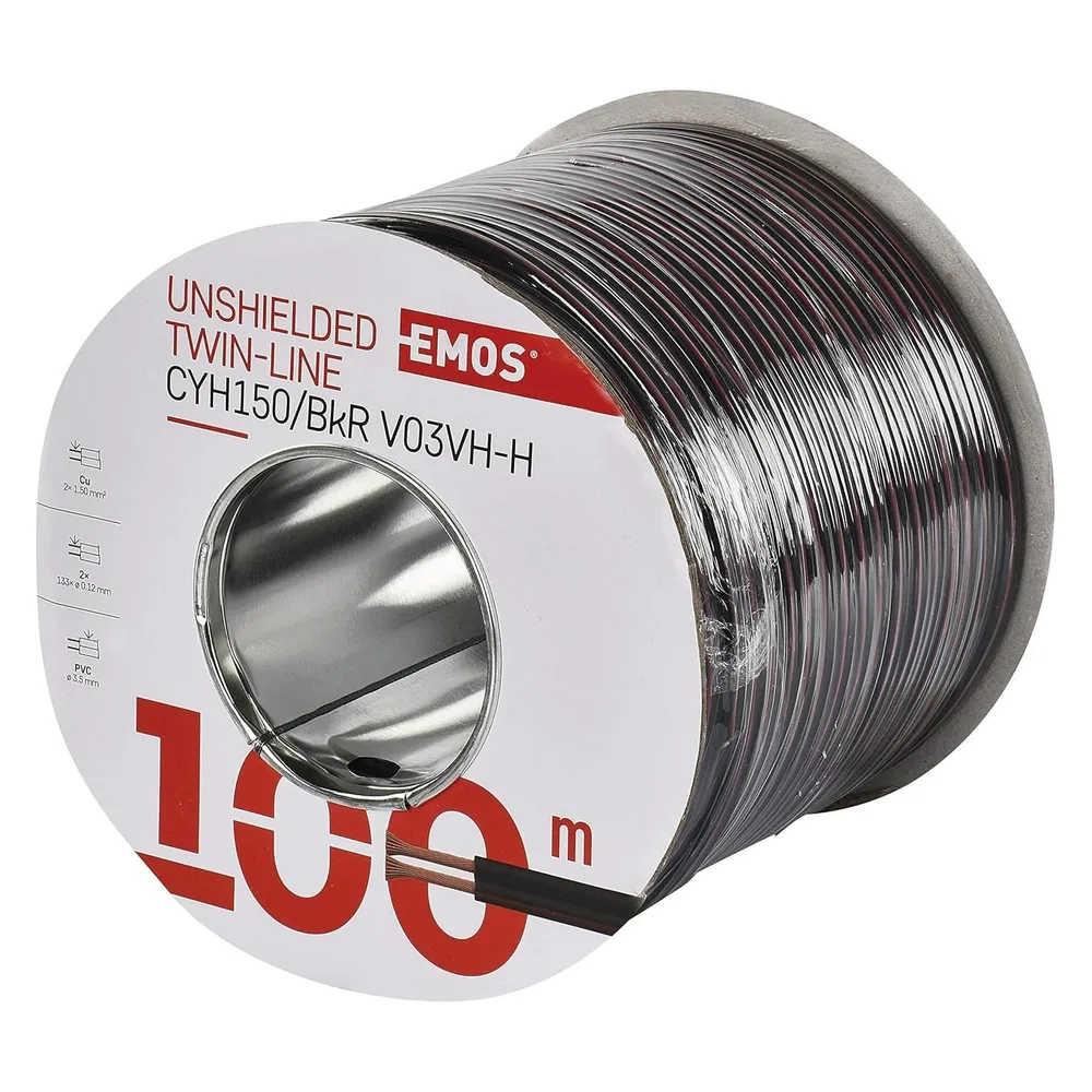 Emos UTP-Kabel 2x1,5mm schwarzrot, 100m