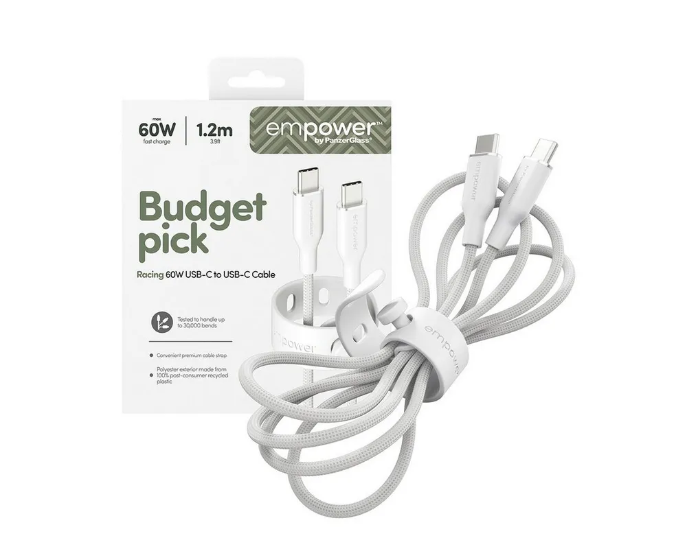 empower by PanzerGlass Racing 60W USB-C zu USB-C Kabel USB 2.0 1,2 m USB-Kabel, USB-C,