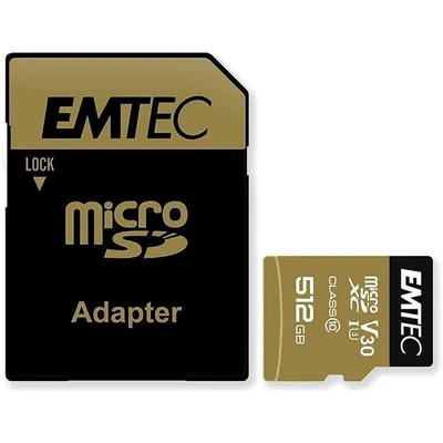 MicroSDXC Emtec ECMSDM512GXC10SP 512GB UHS-I U3 V30 A2 Adapter