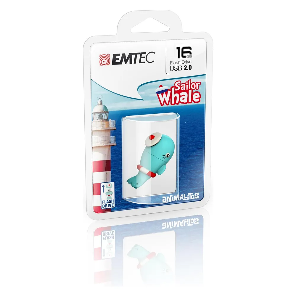 USB-Stick Emtec M337 Whale 16GB USB 2.0 3D-Design Blau
