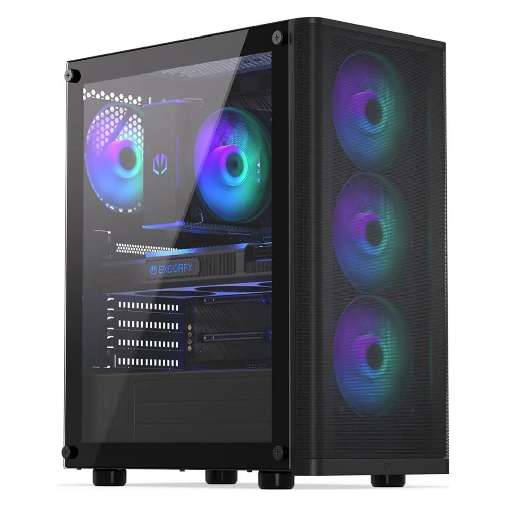 ENDORFY Ventum 200 ARGB Gaming-Tower 4x120mm gehärtetes Glas ATX/Midi-Tower Schwarz