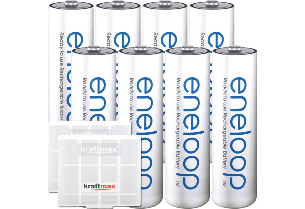 eneloop 8er Pack Panasonic Eneloop AA / Mignon Akkus - in Kraftmax Akku Box Akku-Set