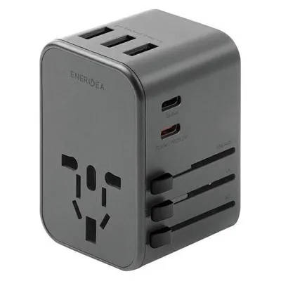 Energea ład. siec. 3xUSB+2xUSB-C PD-PPS-QC 3.0 35.5W 3A2C adapter 4w1 US/UA/EU/UK szary/gunmetal Tra