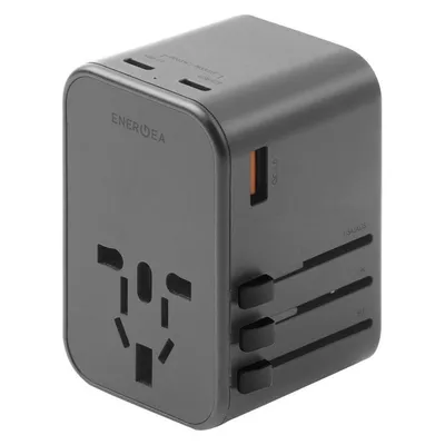 Energea ład. siec. 1xUSB+2xUSB-C PD-PPS-QC 3.0 65W 1A2C adapter 4w1 US/UA/EU/UK szary/gunmetal Trave