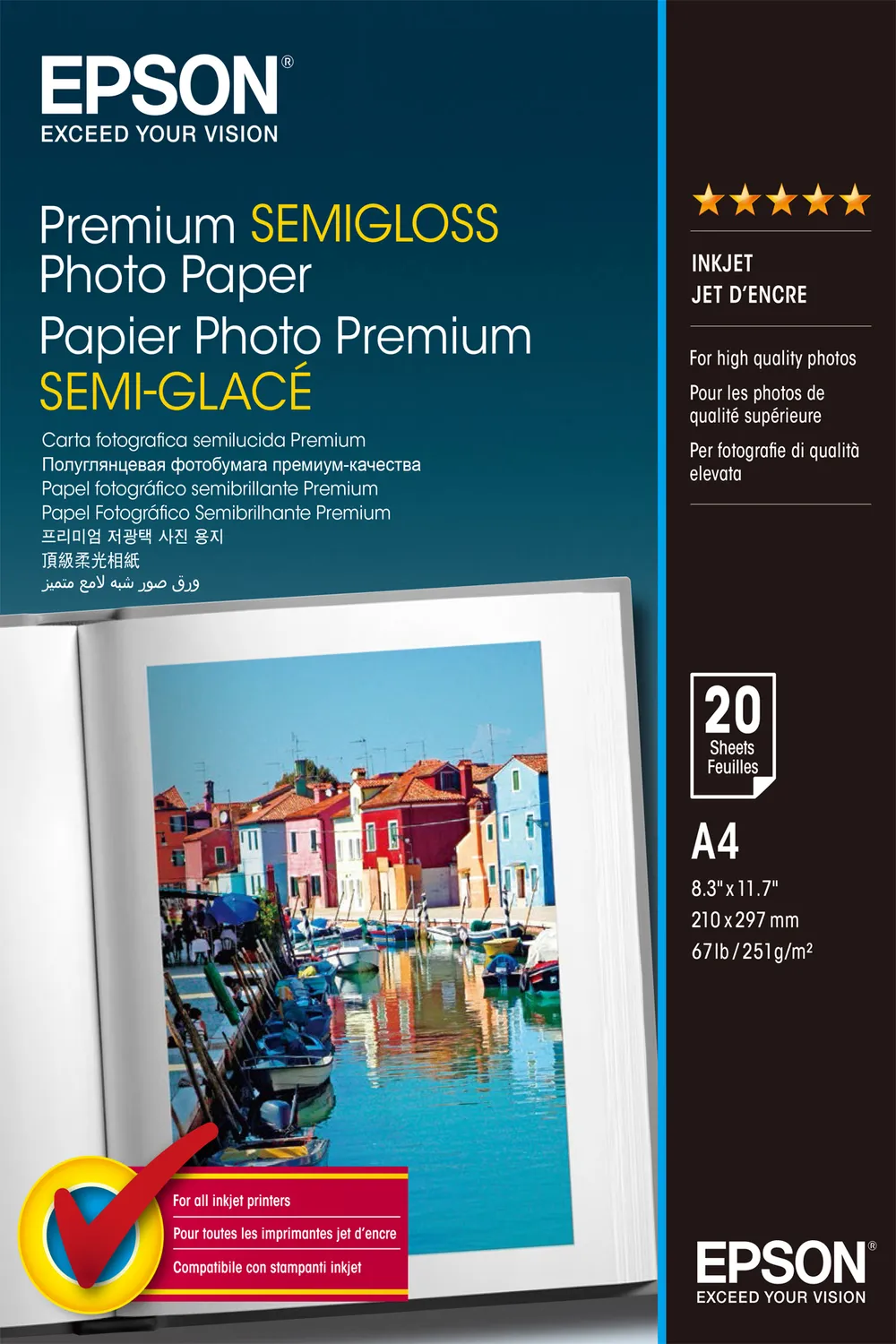 Fotopapier Epson Premium Semi-Gloss A4 251 g/m2 20 Blatt