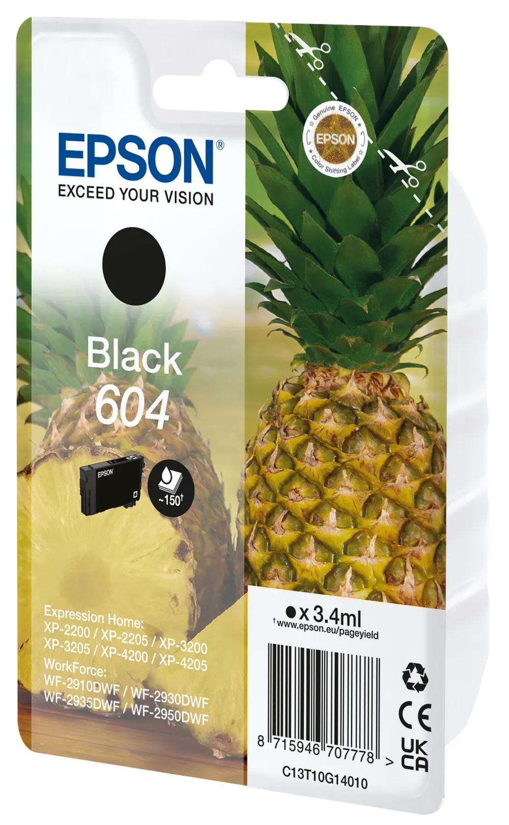 Epson 3,4 ml Schwarz Original Tintenpatrone XP-2200/3200/4200 WF-2910/2950