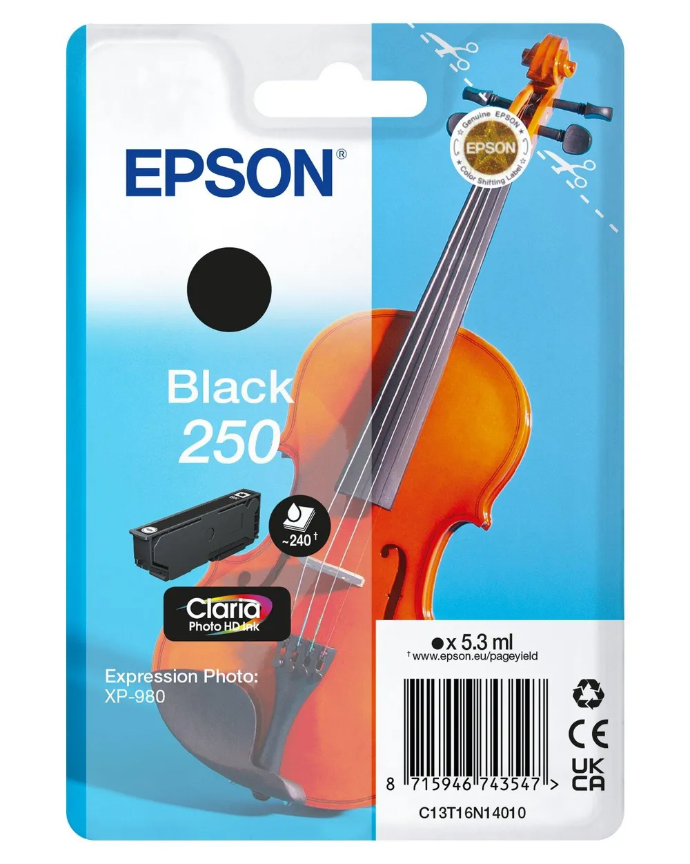 Tintenpatrone Epson 250 Claria Photo HD Schwarz 5,3 ml Einzelpackung