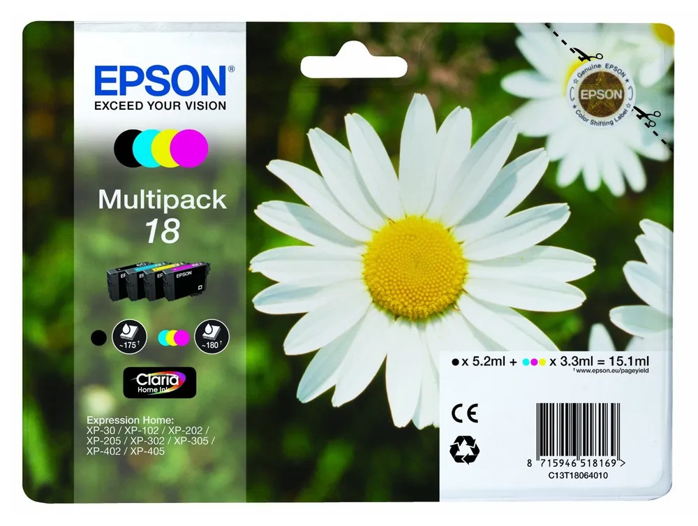 Epson Daisy C13T18064010 Druckerpatrone 1 Stück(e) Original Standardertrag Schwarz, Cyan, Magenta, Gelb